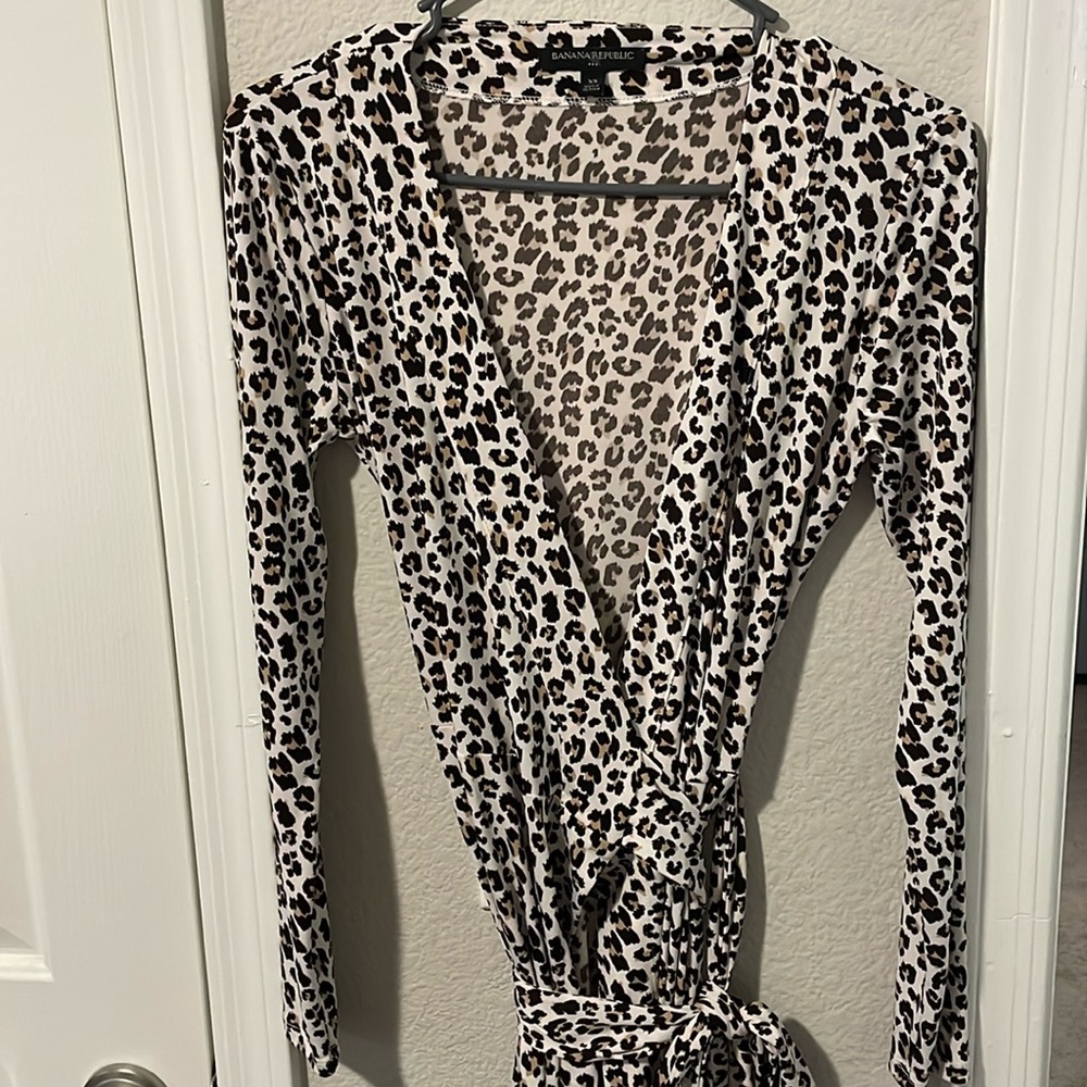 Banana Republic cheetah print wrap dress.
